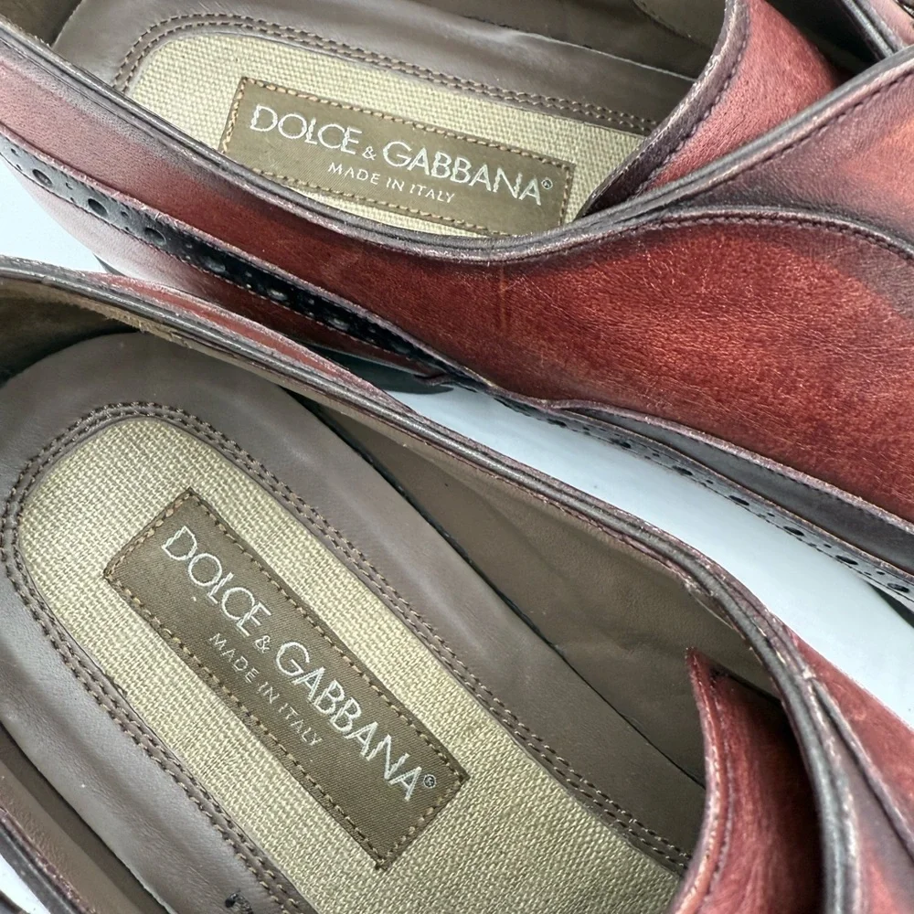 Dolce & Gabbana Brown Leather Brogue‎ Lace Up Derby Shoes
